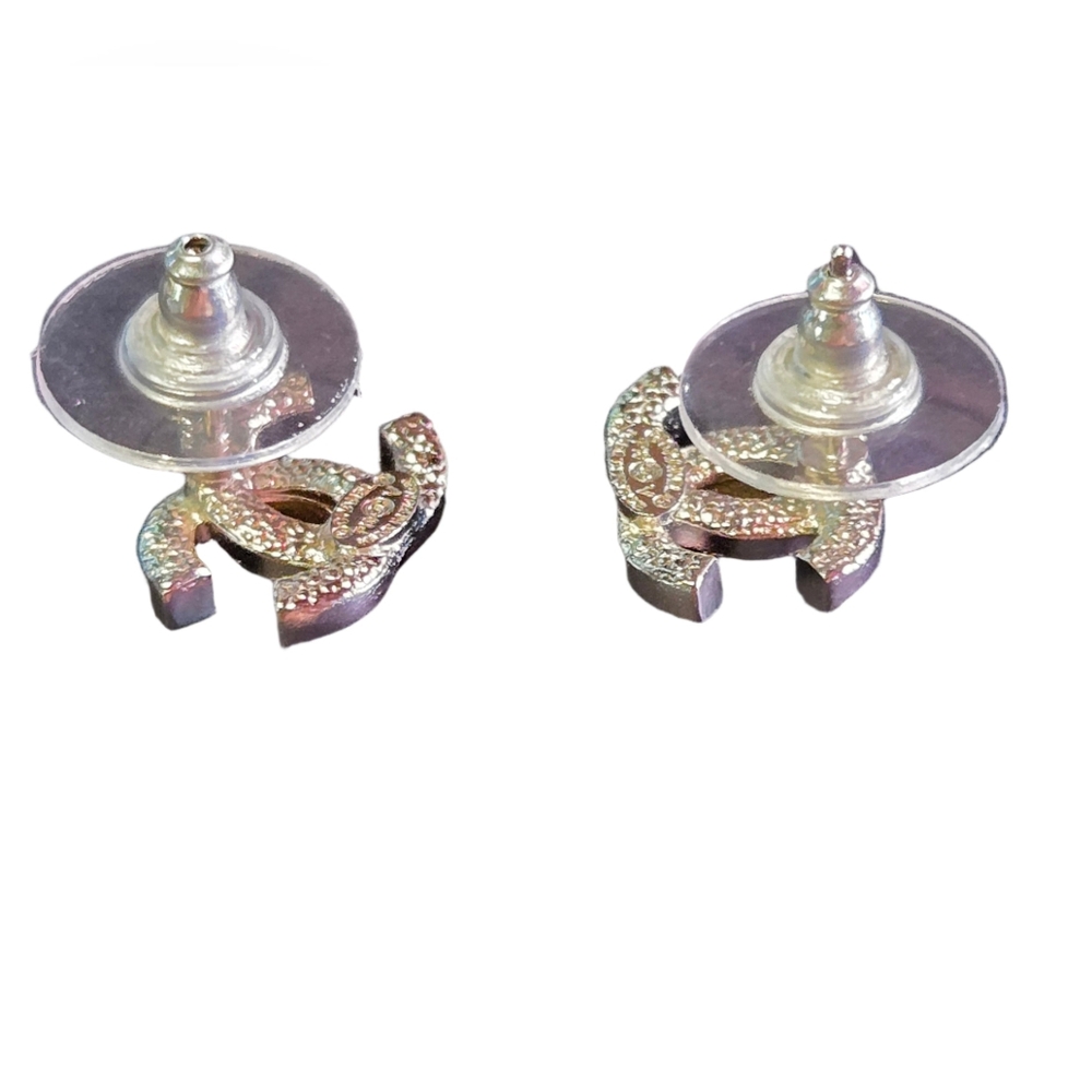 #53 CHANEL earrings Coco mark metal rhinestone silver  - AUTHENTIC - Picture 13 of 16